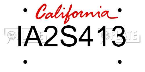 IA2S413 California License Plate