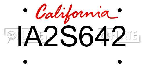 IA2S642 California License Plate