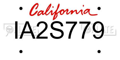 IA2S779 California License Plate