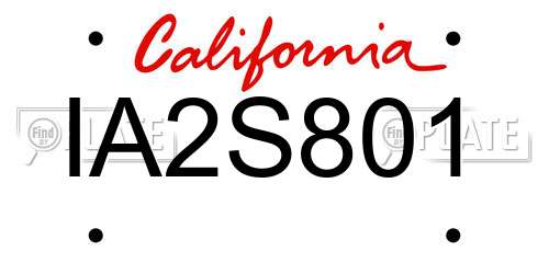 IA2S801 California License Plate