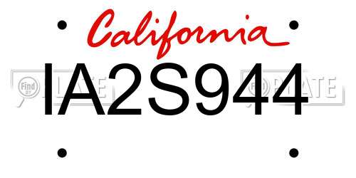 IA2S944 California License Plate