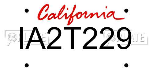 IA2T229 California License Plate