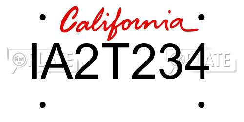 IA2T234 California License Plate