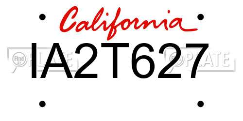 IA2T627 California License Plate