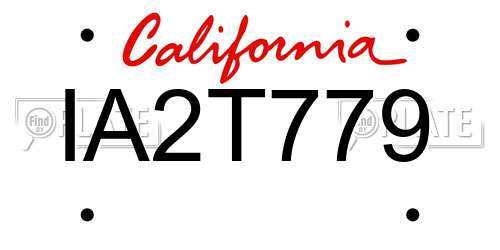 IA2T779 California License Plate
