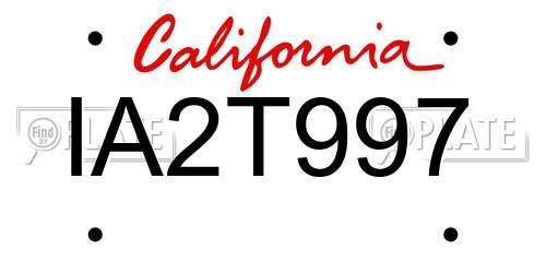 IA2T997 California License Plate