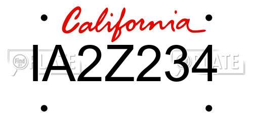 IA2Z234 California License Plate