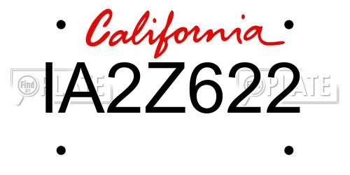 IA2Z622 California License Plate