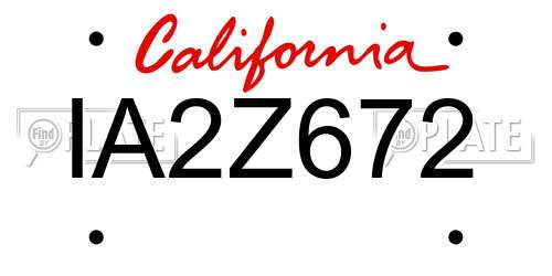 IA2Z672 California License Plate