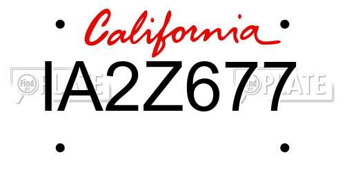IA2Z677 California License Plate
