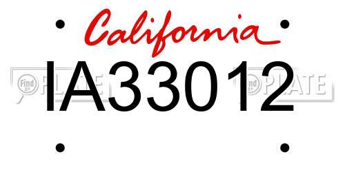IA33012 California License Plate