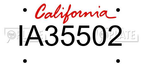 IA35502 California License Plate