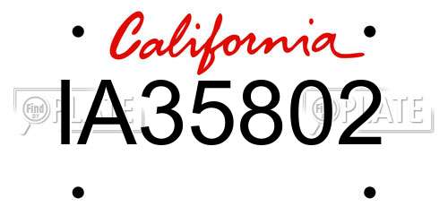 IA35802 California License Plate