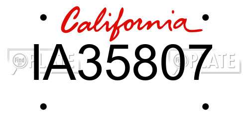 IA35807 California License Plate