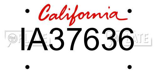 IA37636 California License Plate