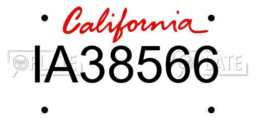 IA38566 California License Plate