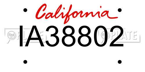 IA38802 California License Plate