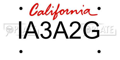 IA3A2G California License Plate