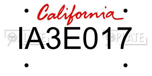 IA3E017 California License Plate