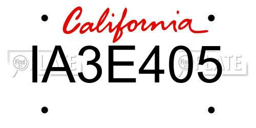 IA3E405 California License Plate