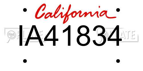 IA41834 California License Plate