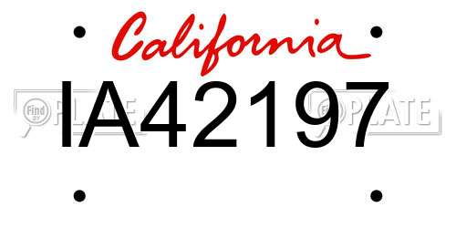 IA42197 California License Plate