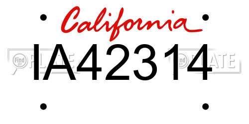 IA42314 California License Plate