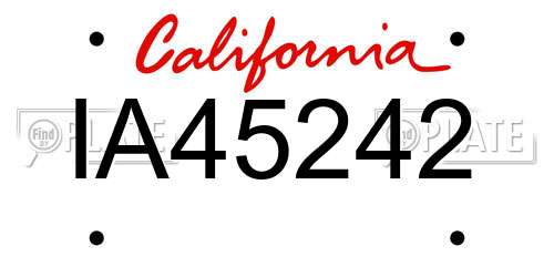 IA45242 California License Plate