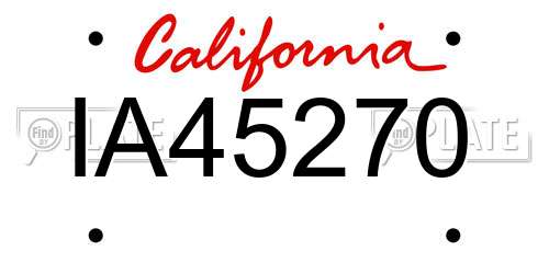 IA45270 California License Plate
