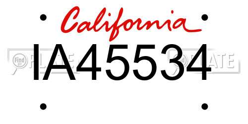IA45534 California License Plate