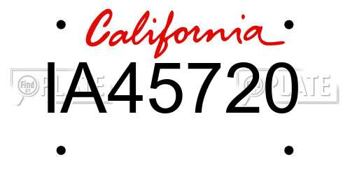 IA45720 California License Plate