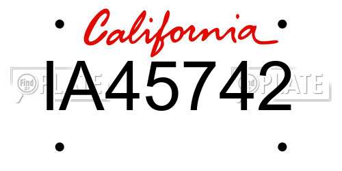 IA45742 California License Plate