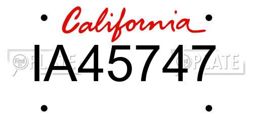 IA45747 California License Plate
