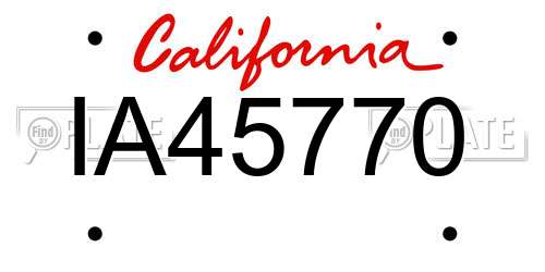 IA45770 California License Plate