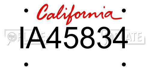 IA45834 California License Plate