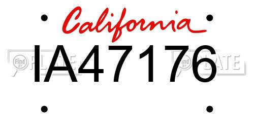 IA47176 California License Plate