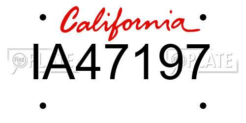IA47197 California License Plate