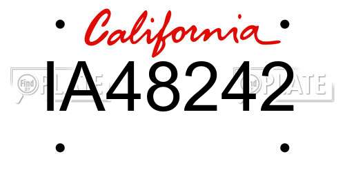 IA48242 California License Plate