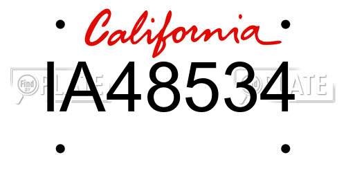 IA48534 California License Plate