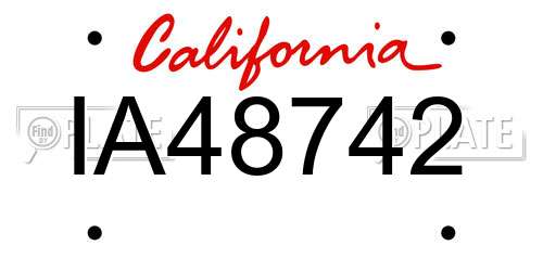 IA48742 California License Plate