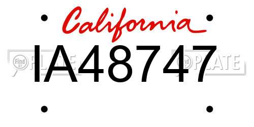 IA48747 California License Plate