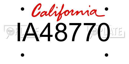 IA48770 California License Plate