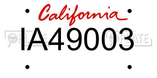 IA49003 California License Plate