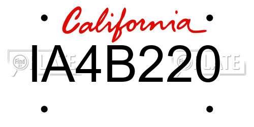 IA4B220 California License Plate