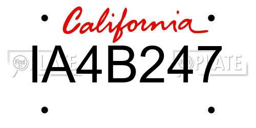 IA4B247 California License Plate