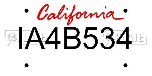 IA4B534 California License Plate
