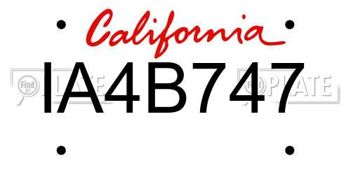 IA4B747 California License Plate