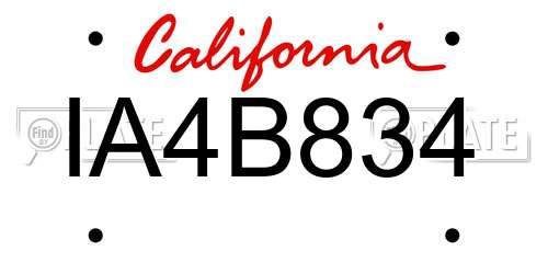 IA4B834 California License Plate