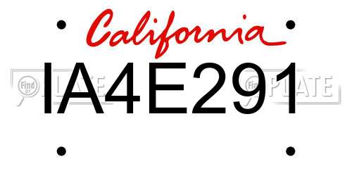 IA4E291 California License Plate