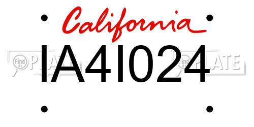 IA4I024 California License Plate